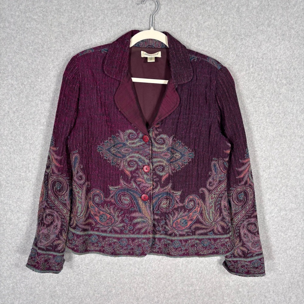 Coldwater‎ Creek Gauze Paisley Blazer Jacket 10P Wool Tapestry Artsy Feminine